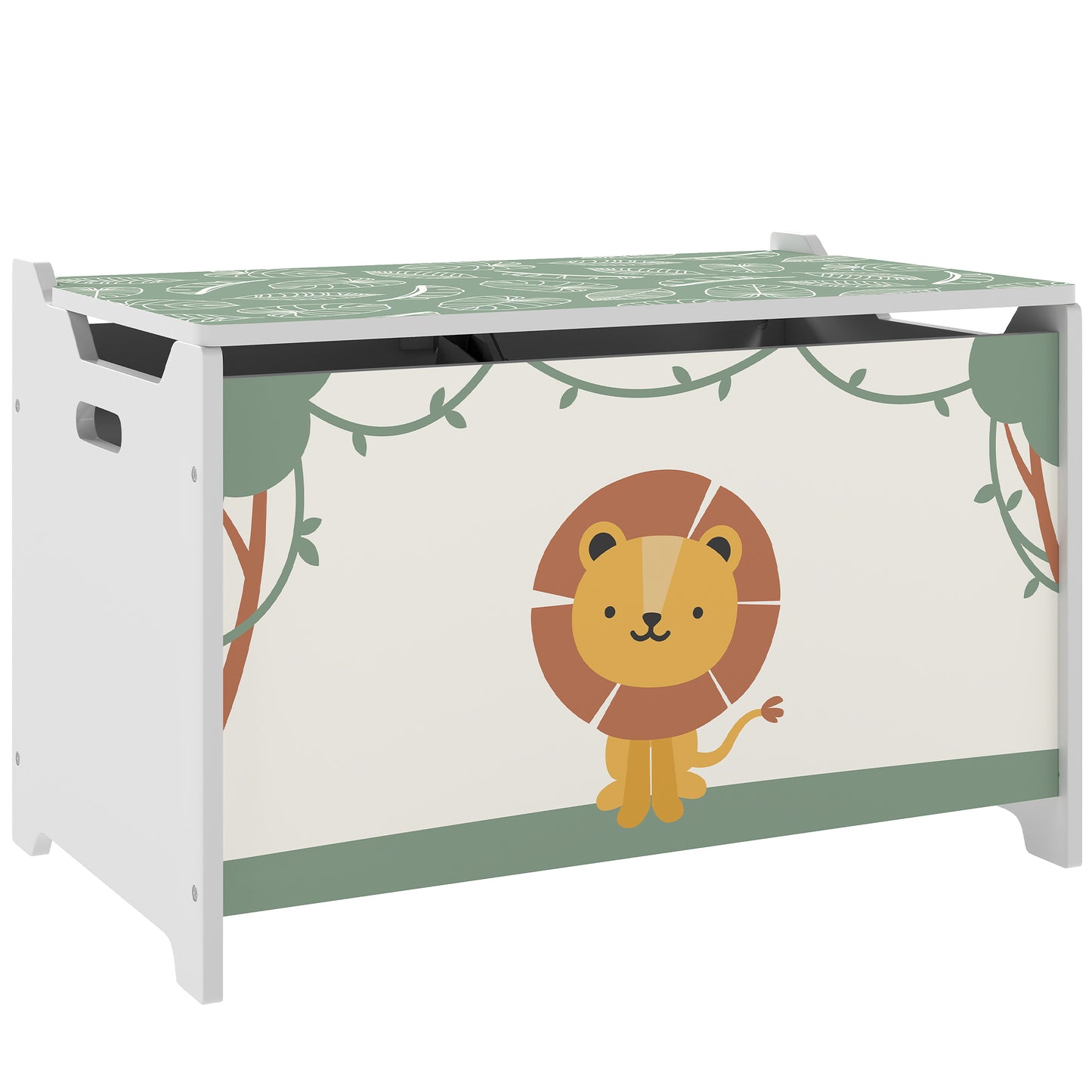 Photo of AIYAPLAY Toy Box with Lid, Safety Hinges and Groove Handles, Toy Storage organiser for Kids, Living Room, Playroom, Green in Green colour on a white background