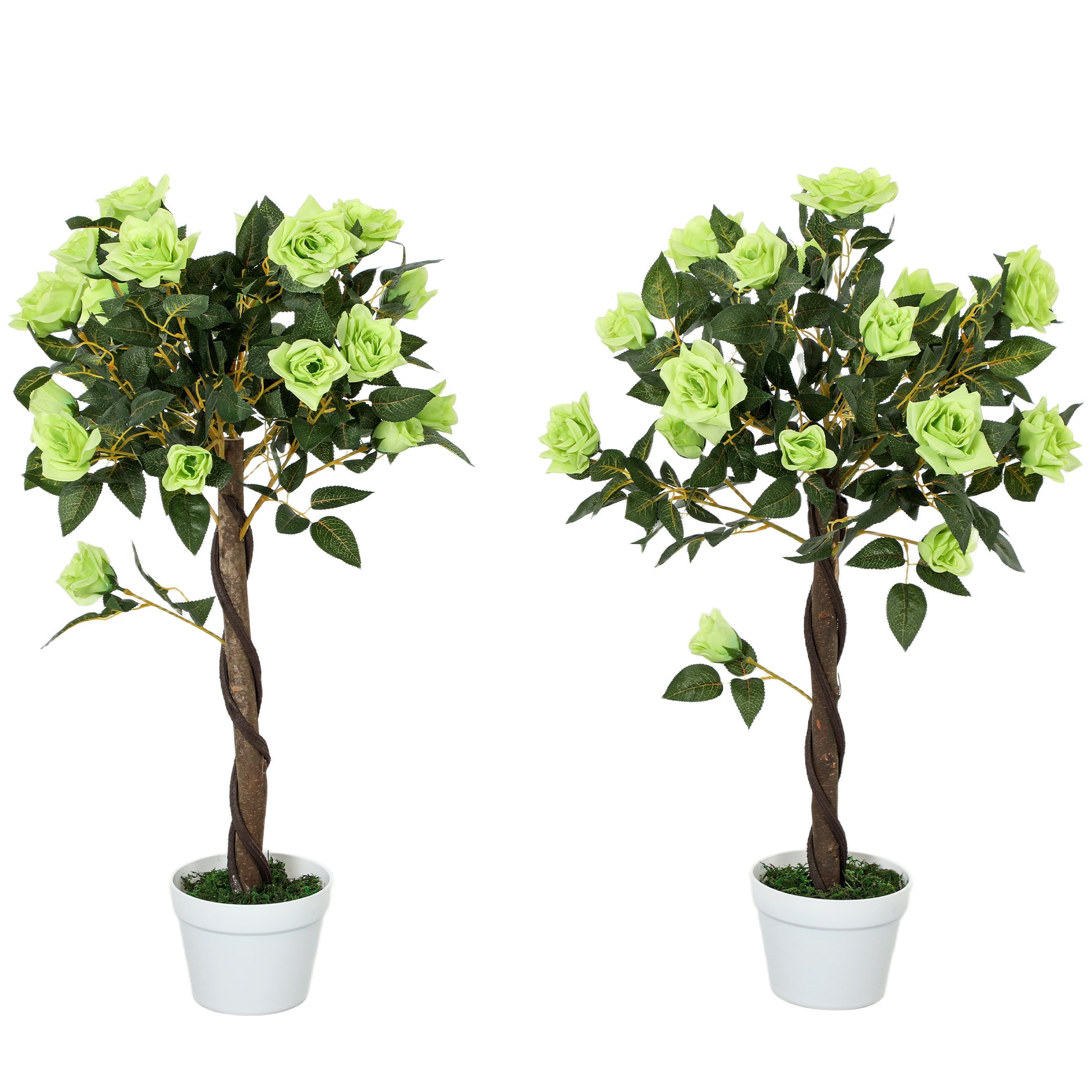 Photo of Outsunny Set of Two Faux Rose Trees - Green in Green colour on a white background