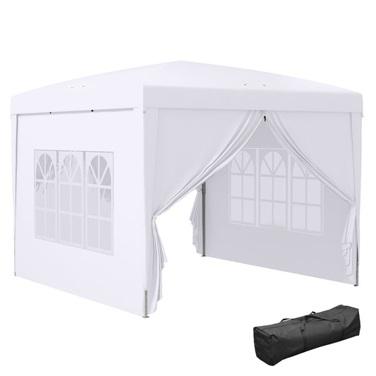 Photo of Outsunny 3 x 3m Pop Up Gazebo, Wedding Party Canopy Tent Marquee with Carry Bag and Windows, White in White colour on a white background