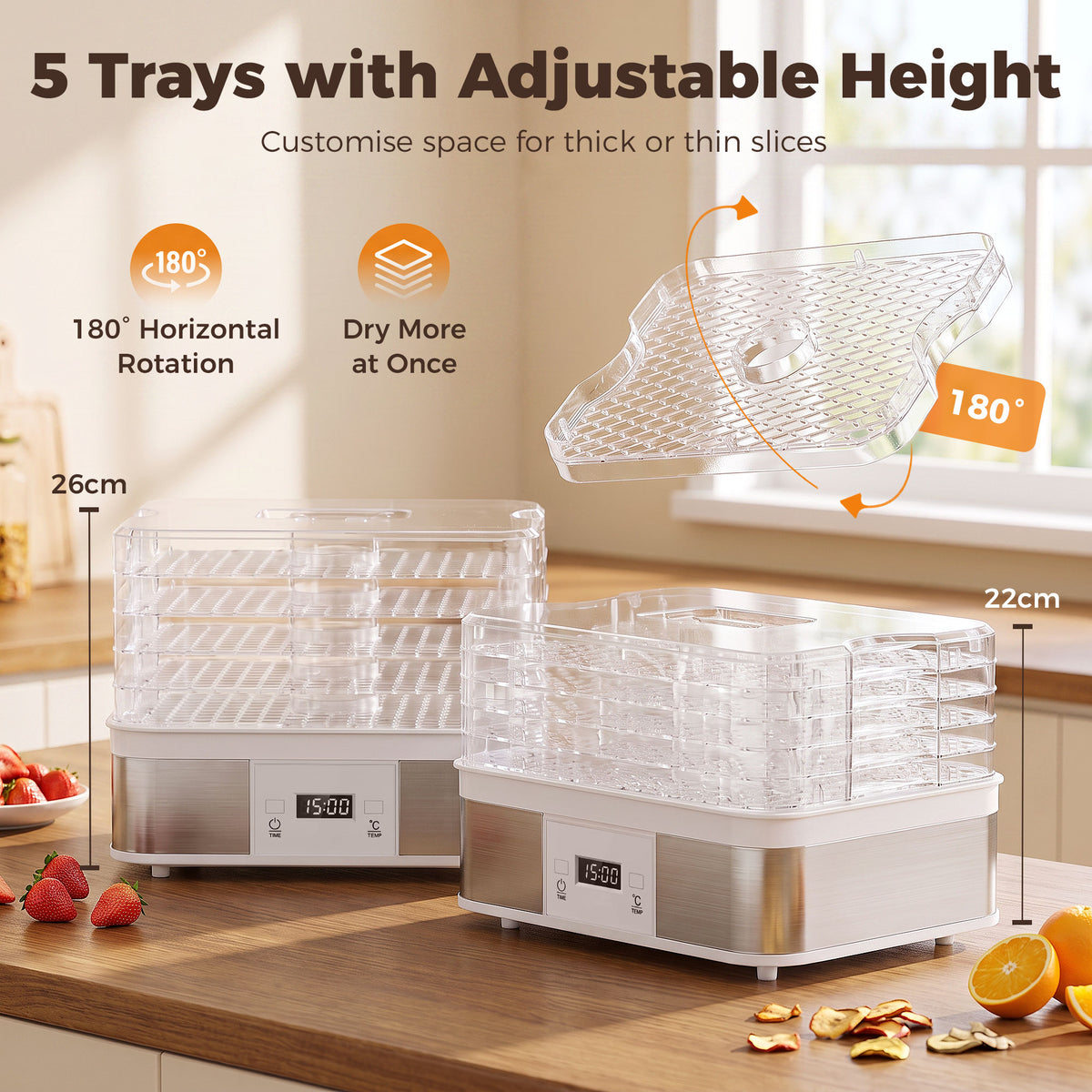 HOMCOM five-tray dehydrator with removable trays and adjustable tray height