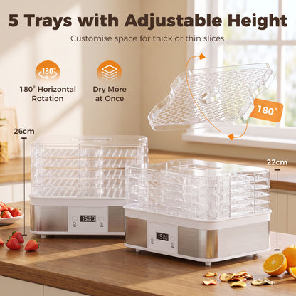 HOMCOM five-tray dehydrator with removable trays and adjustable tray height