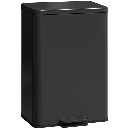 Photo of HOMCOM 20L Kitchen Bin with Soft-Close Lid and Stay-Open Function, Stainless Steel Pedal Bin with Removable Inner Bucket for Kitchen, Office, Home, Matte Black in Black colour on a white background