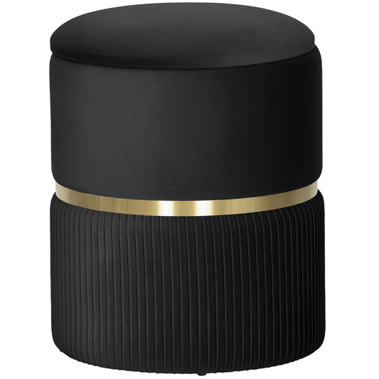 Photo of HOMCOM Velvet-Feel Storage Ottoman - Black in Black colour on a white background