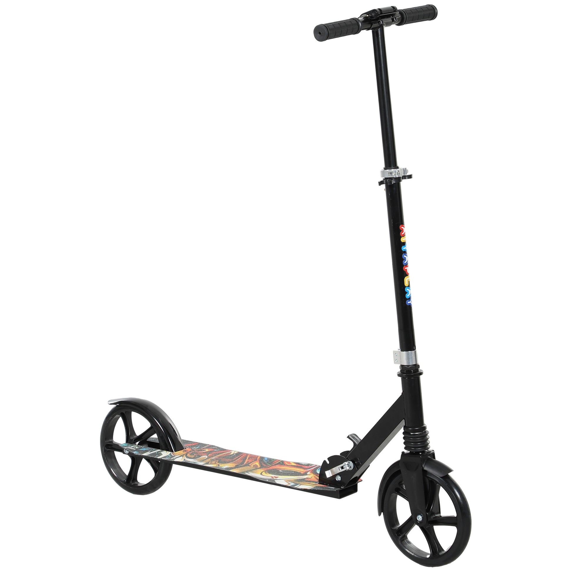 Photo of AIYAPLAY Foldable Kids Scooter with Adjustable Handlebar, 200mm Big Wheel, Rear Fender Brake, for Ages 6-12 Years, Black in Black colour on a white background