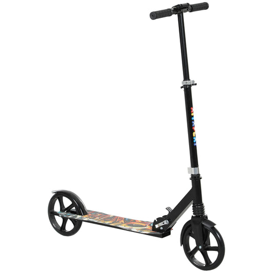 Photo of AIYAPLAY Foldable Kids Scooter with Adjustable Handlebar, 200mm Big Wheel, Rear Fender Brake, for Ages 6-12 Years, Black in Black colour on a white background