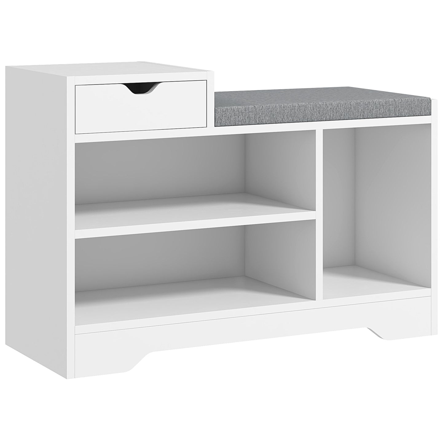 Photo of HOMCOM Multi-Compartment Shoe Bench, with Seat - White in White colour on a white background