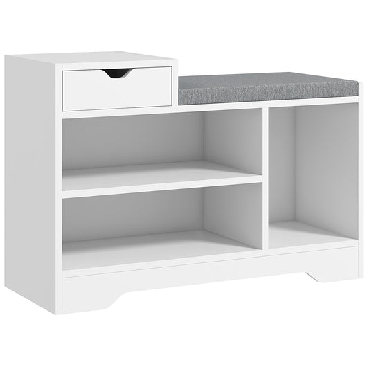 Photo of HOMCOM Multi-Compartment Shoe Bench, with Seat - White in White colour on a white background