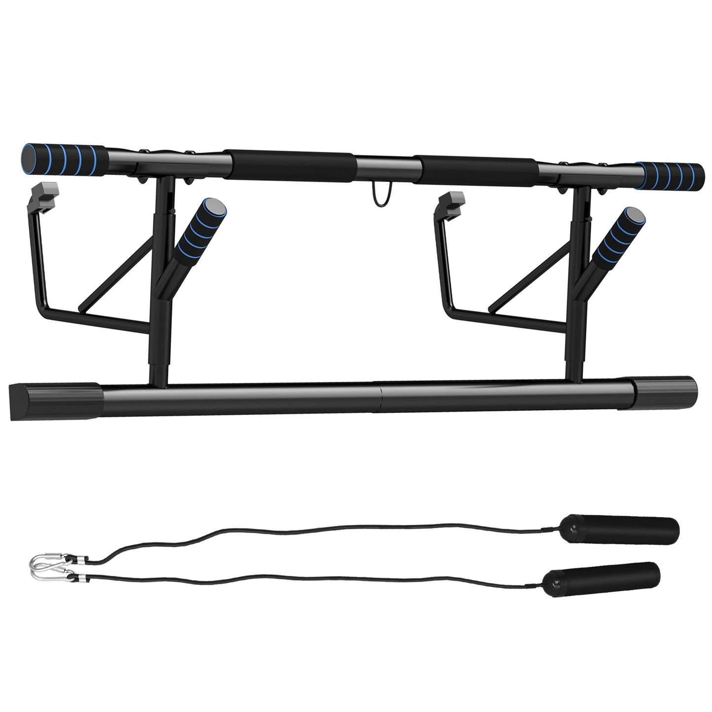 Photo of SPORTNOW Pull-Up Bar, No-Drilling Chin-Up Bar, Push-Up Stand with Resistance Bands, Padded Handles for Home Gym Exercise, Blue in Blue colour on a white background