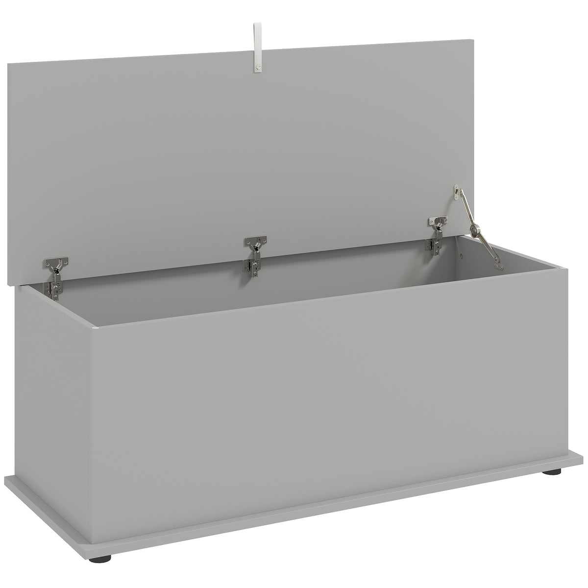 HOMCOM grey storage chest with its safety-hinged lid open