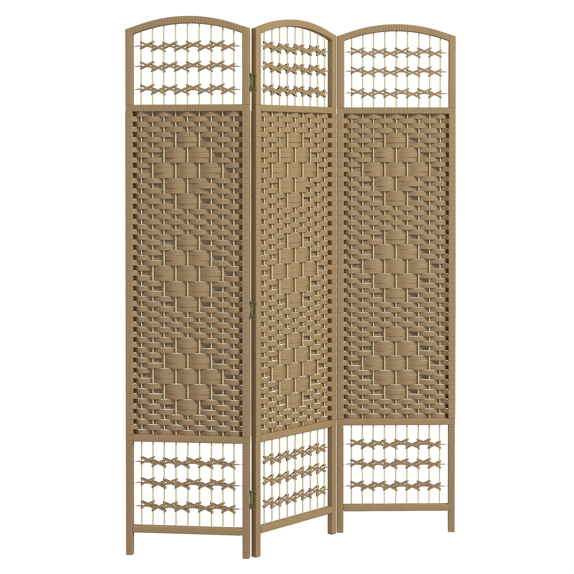 Photo of HOMCOM 3 Panel Folding Room Divider, Privacy Screen, Paravent Partition Separator for Living Room, Bedroom, Natural Wood in Wood colour on a white background