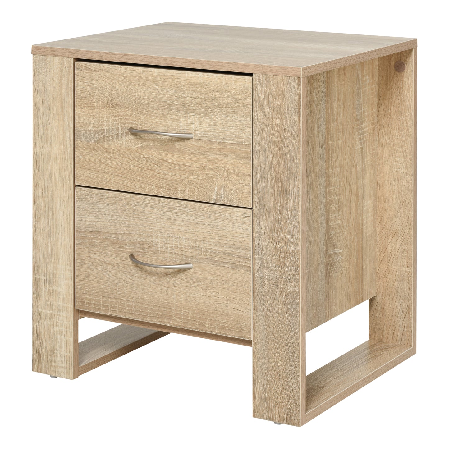 Photo of HOMCOM Bedside Table with 2 Drawers, Nightstand with Handles and Elevated Base, Side Table for Bedroom, Living Room, Brown in Brown colour on a white background