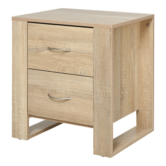 Photo of HOMCOM Bedside Table with 2 Drawers, Nightstand with Handles and Elevated Base, Side Table for Bedroom, Living Room, Brown in Brown colour on a white background