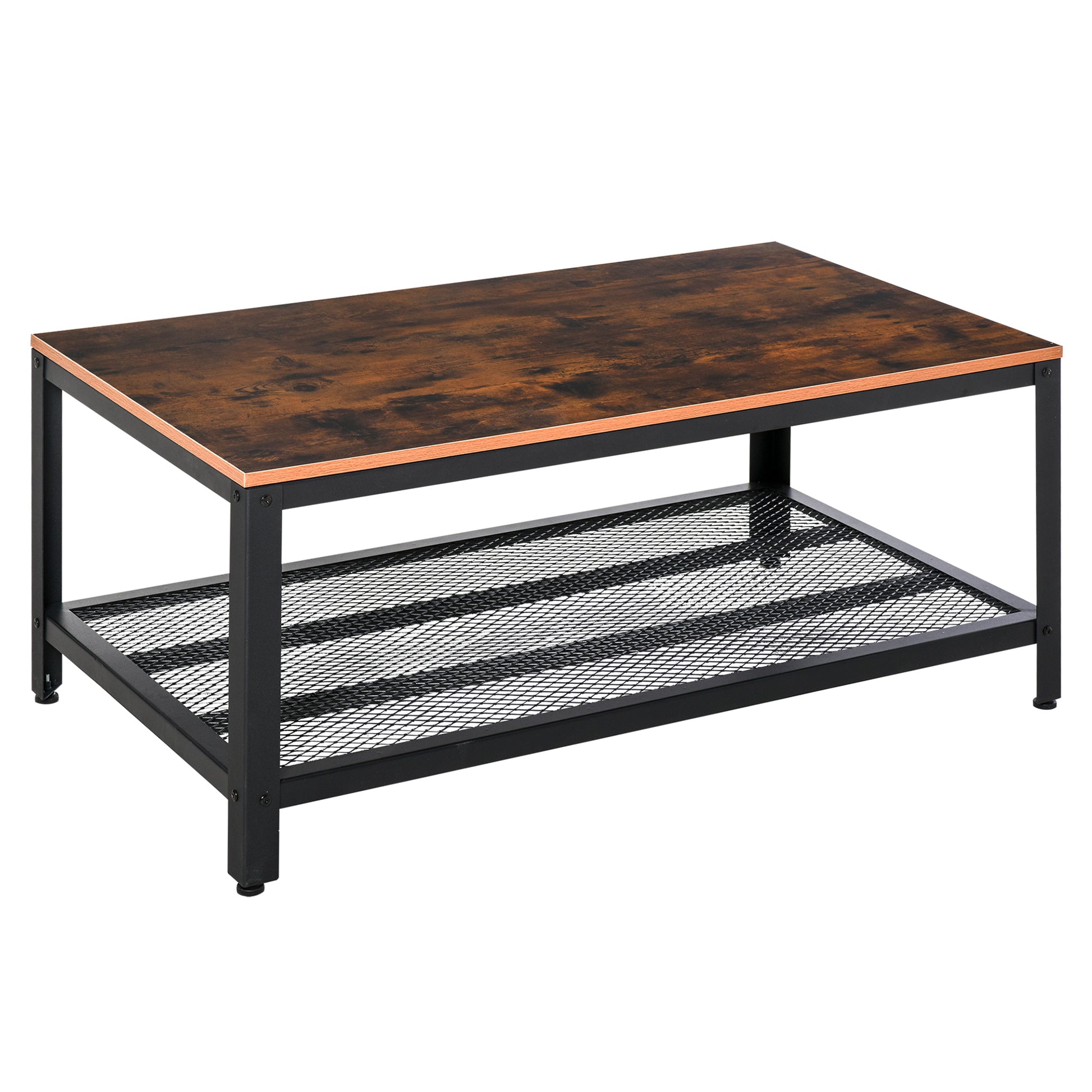 Photo of HOMCOM Coffee Table Industrial Side Table Living Room Table with Storage Shelf and Metal Frame for Home Office, 106L x 60W x 45Hcm in 45Hcm colour on a white background