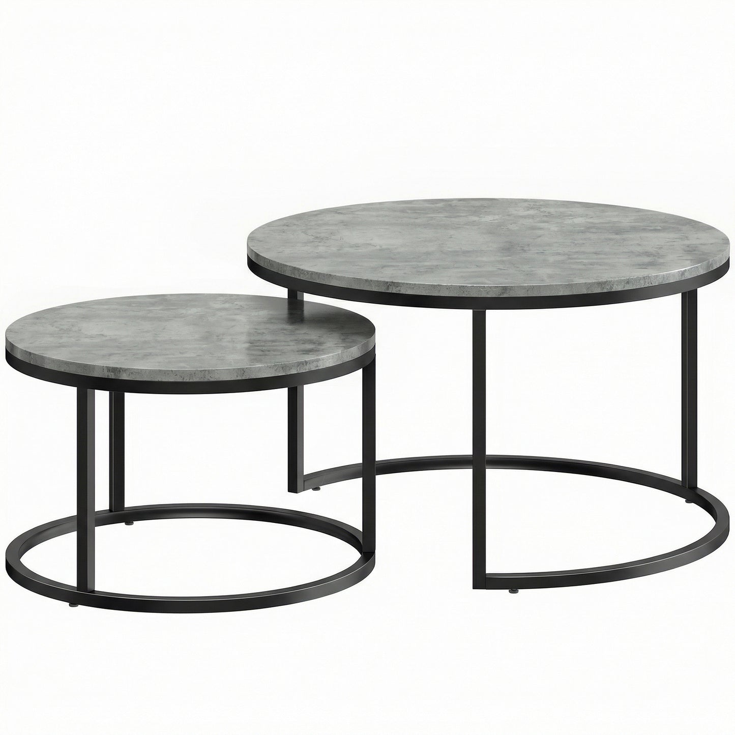 Photo of HOMCOM Set of Two Cement-Effect Stacking Tables - Grey in Grey colour on a white background