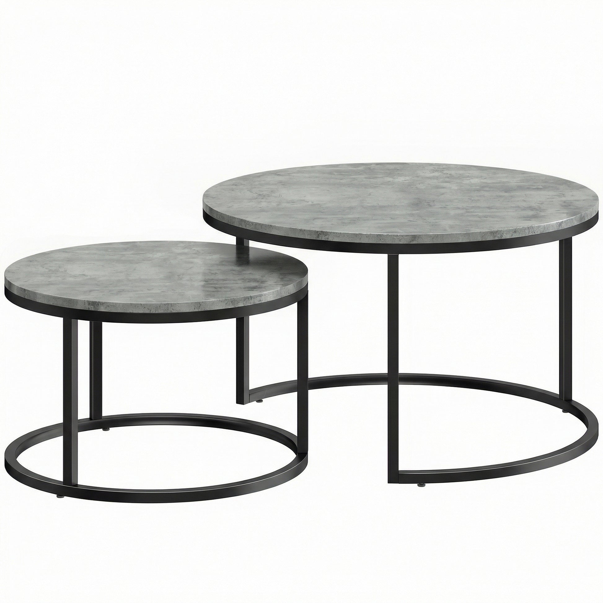 Photo of HOMCOM Set of Two Cement-Effect Stacking Tables - Grey in Grey colour on a white background