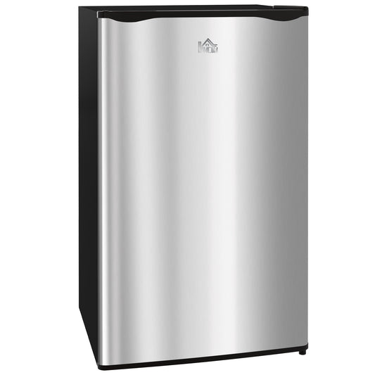 Photo of HOMCOM Under Counter Fridge, 91L Small Fridge with Chiller Box, Removable Shelf, Reversible Door, Adjustable Legs, Mini Refrigerator,  Silver Tone in Tone colour on a white background