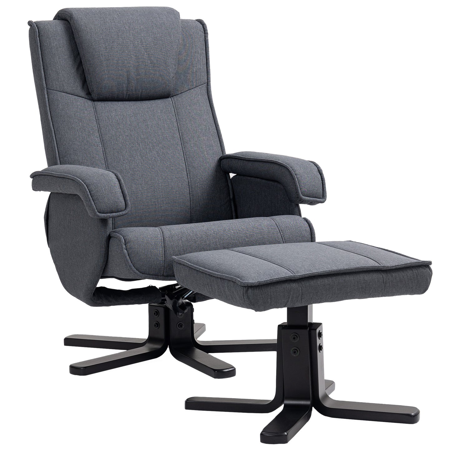 Photo of HOMCOM Swivel Recliner Chair with Footstool - Charcoal Grey Linen in Linen colour on a white background