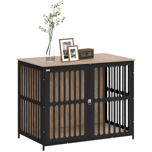 Photo of PawHut Dog Crate Furniture with Anti-Chew Resistant Mesh, Anti-Escape Single Door, for Large Dogs, 100 x 60 x 81.5 cm in cm colour on a white background