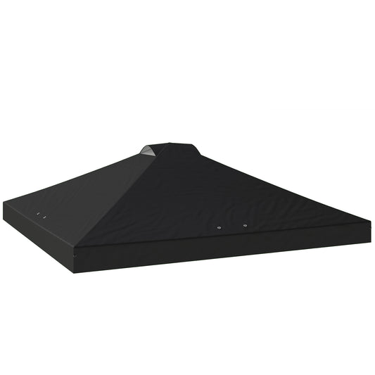 Photo of Outsunny gazebo roof replacement UV50+ Waterproof Pop Up Canopy Cover with 8 Drainage Holes 3 x 3 m Black in Black colour on a white background