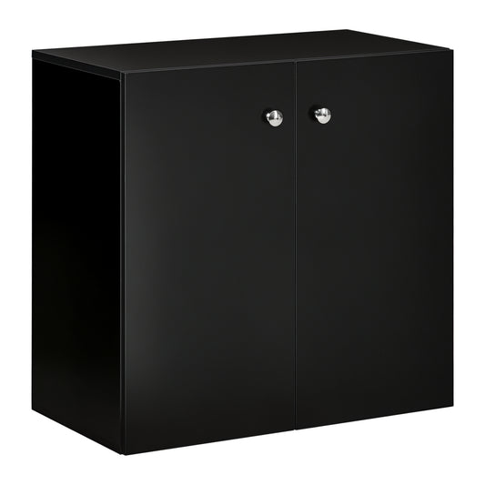 HOMCOM black two-door bookcase with silver knobs