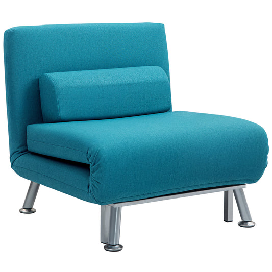 Photo of HOMCOM Single Linen-Feel Sleeper Chair - Dark Blue in Blue colour on a white background