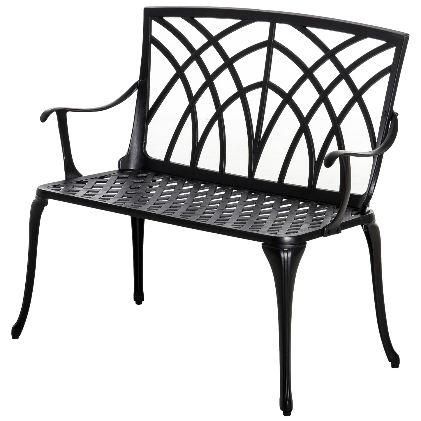 Photo of Outsunny 2-Seater Cast Aluminium Garden Bench Loveseat Outdoor Furniture Chair w/ Decorative Backrest & Ergonomic Armrest for Patio Terrace Porch in Porch colour on a white background