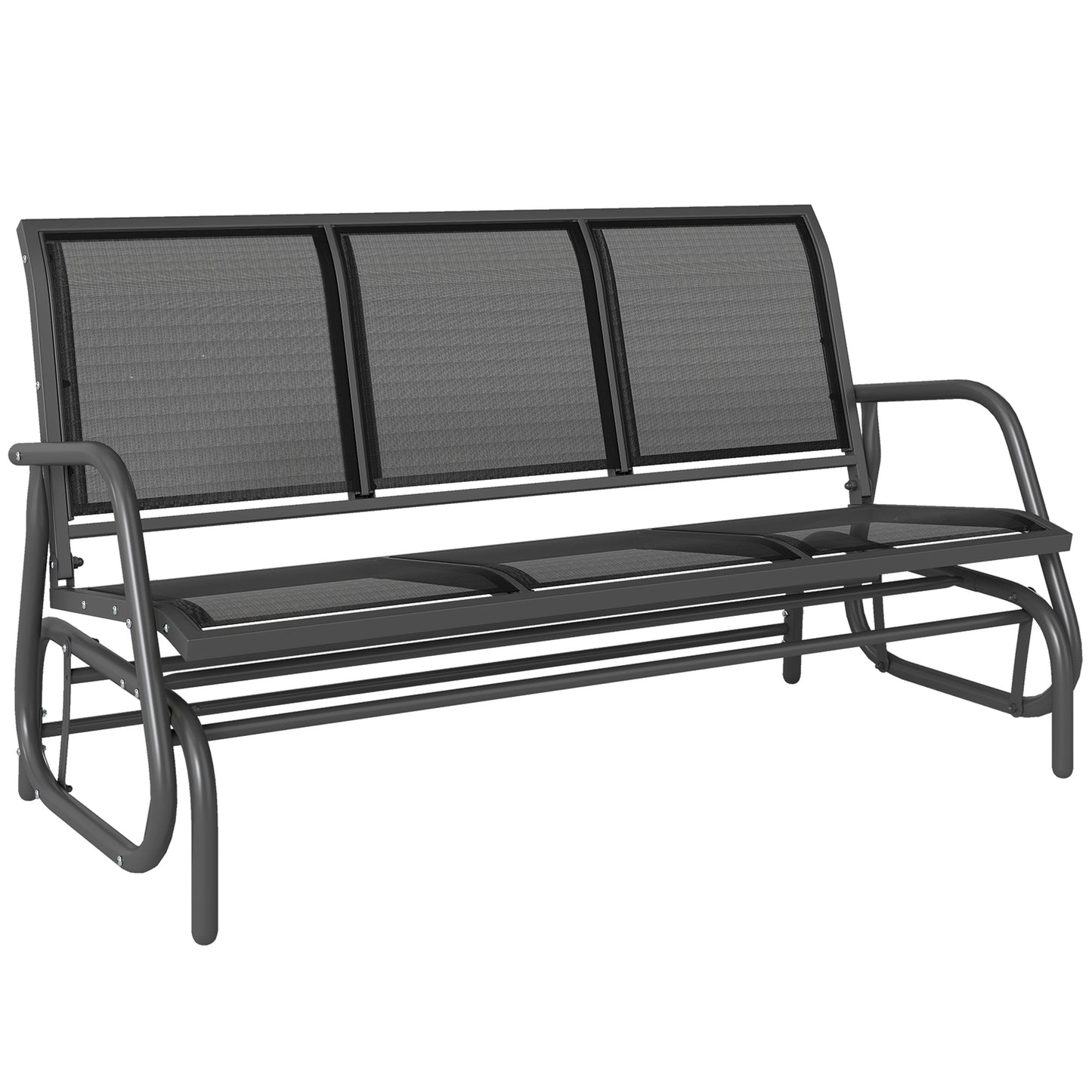 Photo of Outsunny 3-Seat Glider Rocking Chair for 3 People Garden Bench Patio Furniture Metal Frame, Black in Black colour on a white background