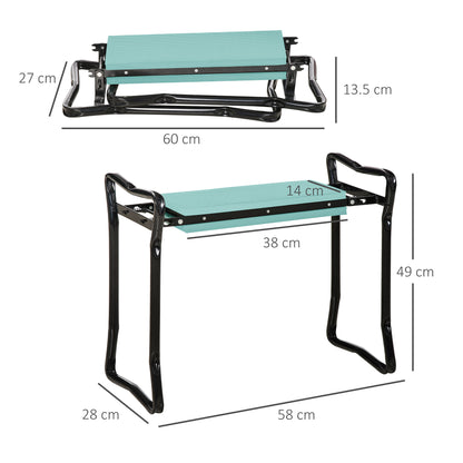 Outsunny garden kneeler seat shown folded and open with dimensions