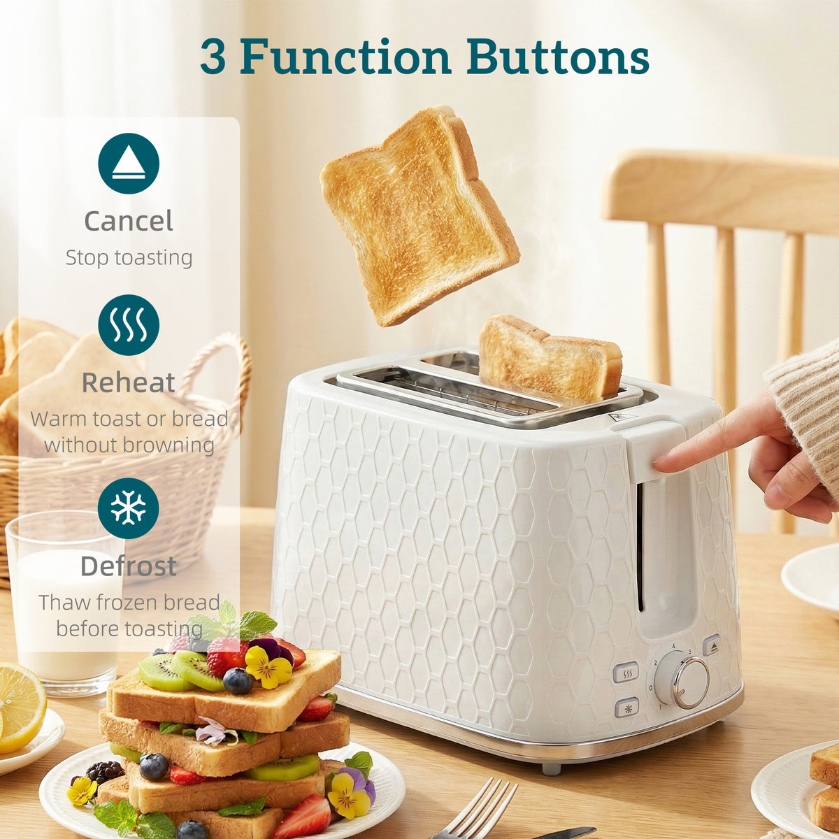 HOMCOM Kettle and Toaster Set, 1.7L 3000W Rapid Kettle with Limescale Filter, 2 Slice Toaster with 7 Browning Controls, Cream
