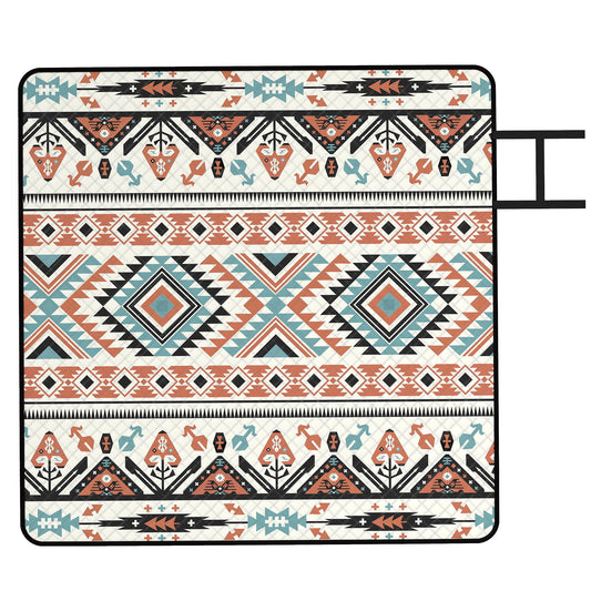 Photo of Outsunny Picnic Blanket, 200x200CM Large Beach Blanket Outdoor Picnic Mat with Integrated Strap for Camping, Mix-Colour in Mix-Colour colour on a white background
