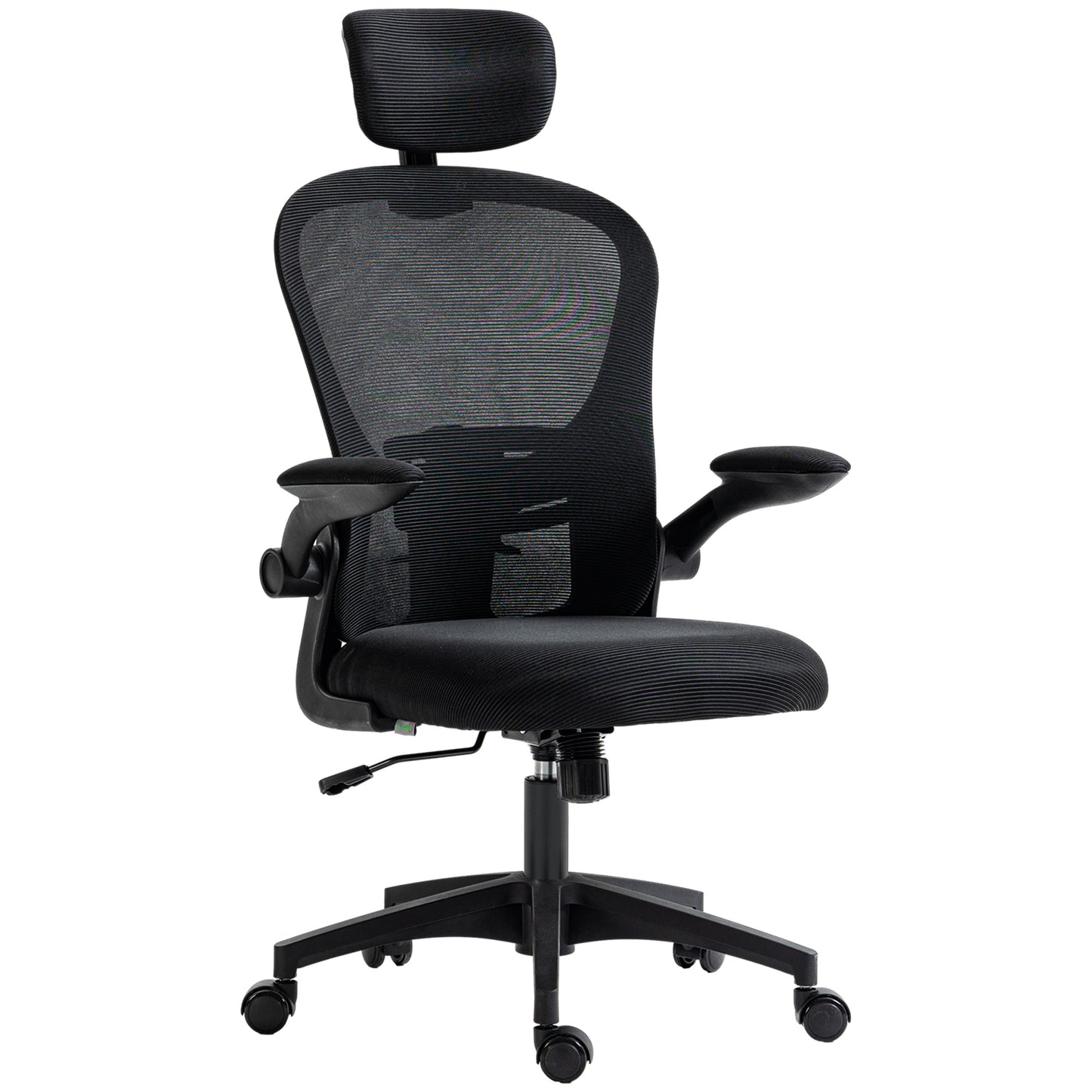Photo of Vinsetto Multi-Adjustable Office Chair, with Lumbar Support, Headrest and Mesh Back - Black in Black colour on a white background