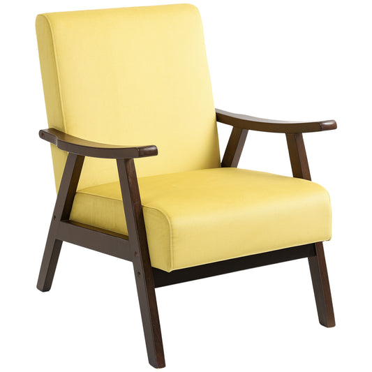 Photo of HOMCOM Nordic Accent Chair, Upholstered Velvet Armchair with Solid Wood Frame and Soft Thick Padded for Living Room, Bedroom, Champagne in Champagne colour on a white background