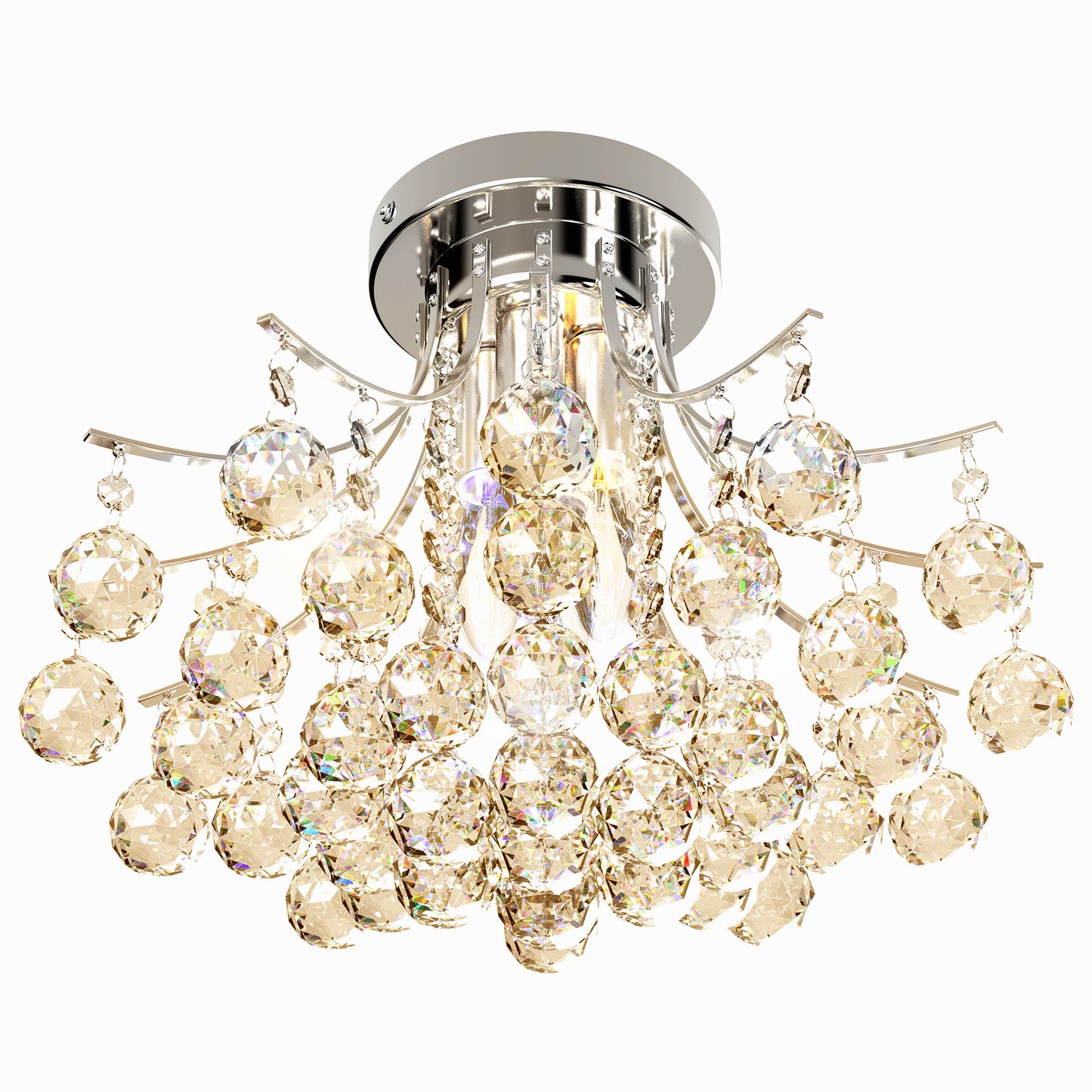 Photo of HOMCOM Crystal Chandeliers, 40cm K9 Droplets Ceiling Light with 3 E14 Bulb Base, Pendant Lights for Living Room, Bedroom, Dining Room, Hallway, Kitchen in Kitchen colour on a white background