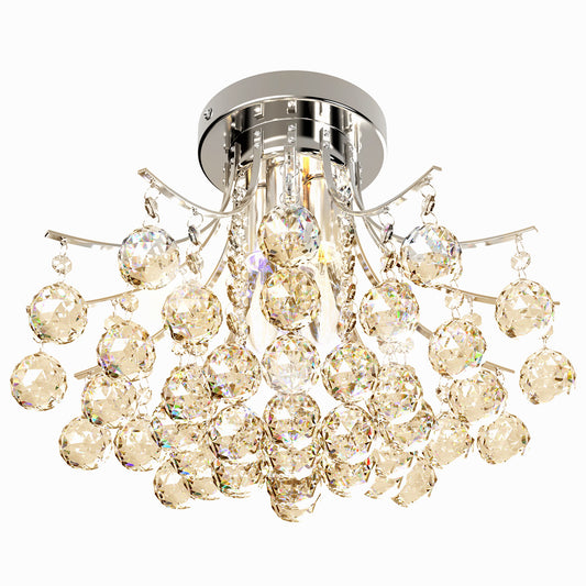 Photo of HOMCOM Crystal Chandeliers, 40cm K9 Droplets Ceiling Light with 3 E14 Bulb Base, Pendant Lights for Living Room, Bedroom, Dining Room, Hallway, Kitchen in Kitchen colour on a white background
