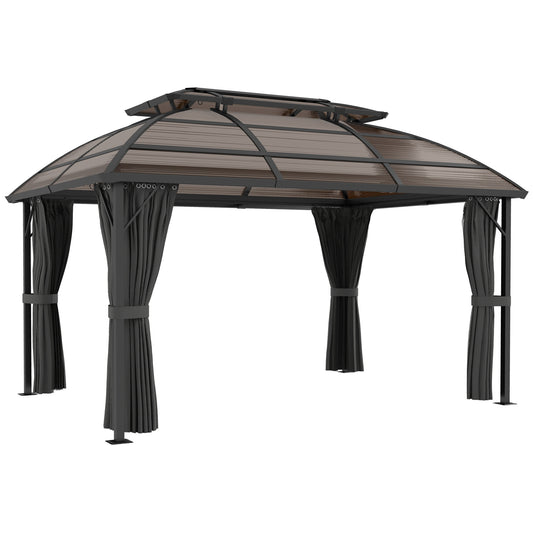 Photo of Outsunny 4 x 3m Aluminium Frame Hard Gazebo, with Accessories - Brown in Brown colour on a white background
