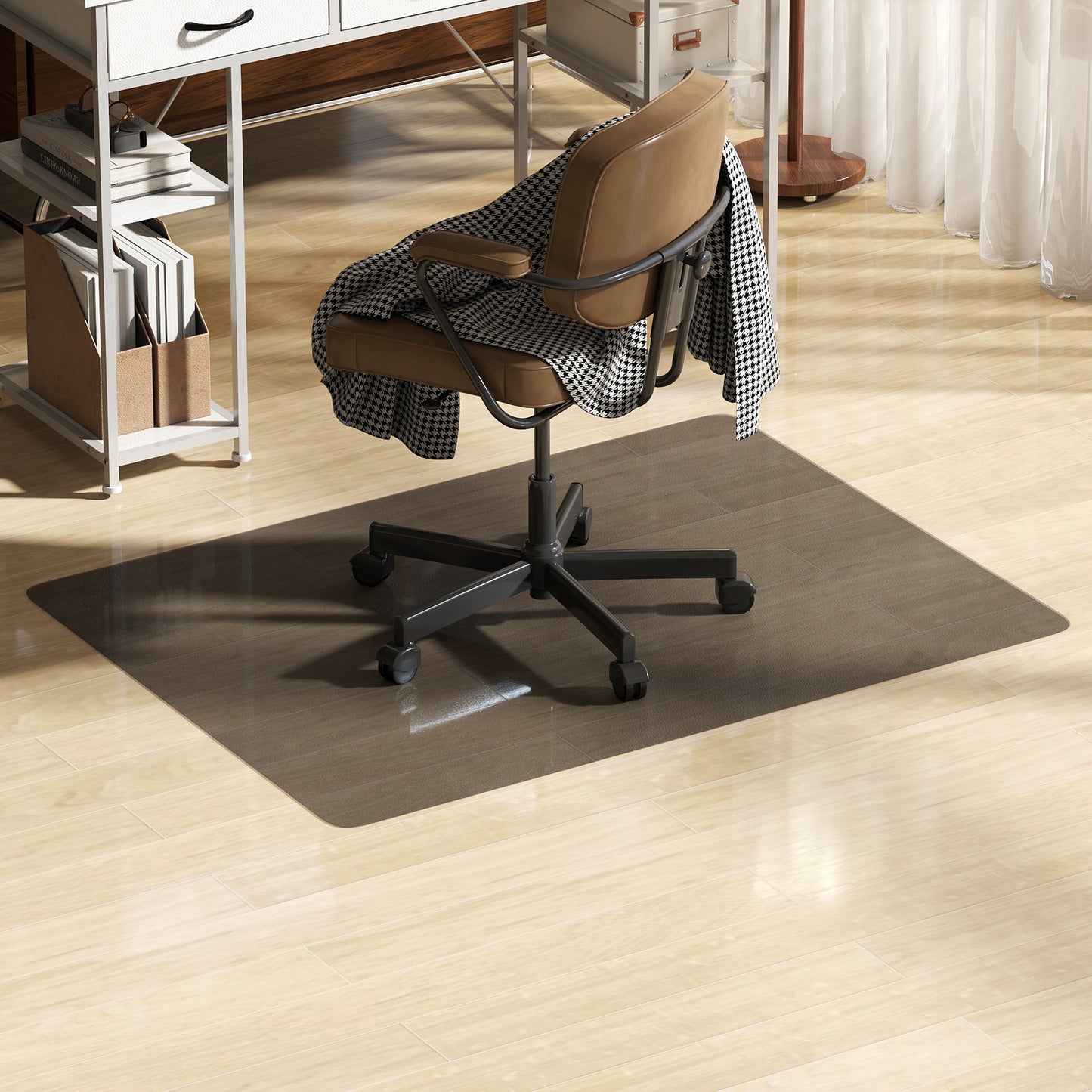 HOMCOM Chair Mat for Hard Floors, 90 x 120 cm Non-Slip Floor Mats for Wood/Tile Protection, Office & Home, Black