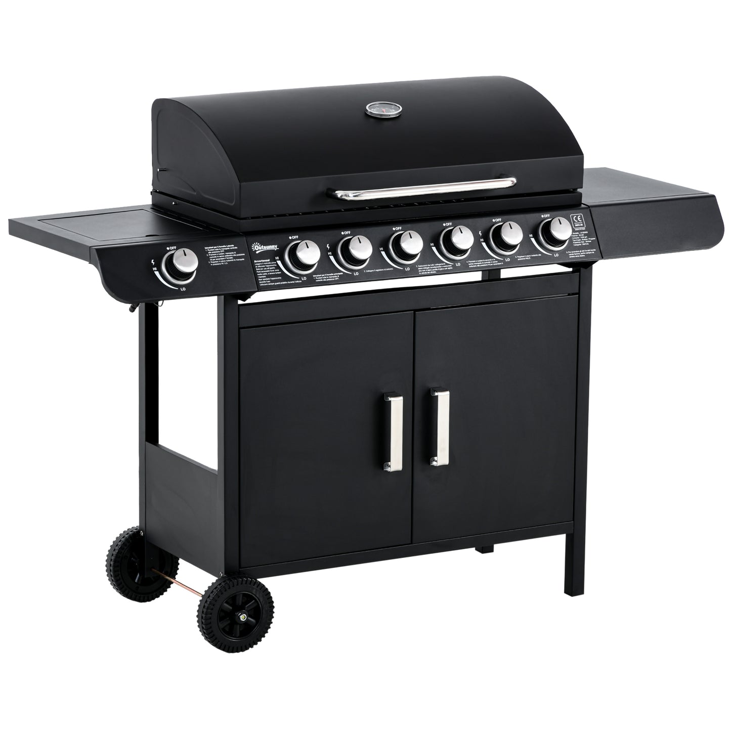 Photo of Outsunny Seven Burner Gas Grill, with Integrated Thermometer and Storage in Storage colour on a white background