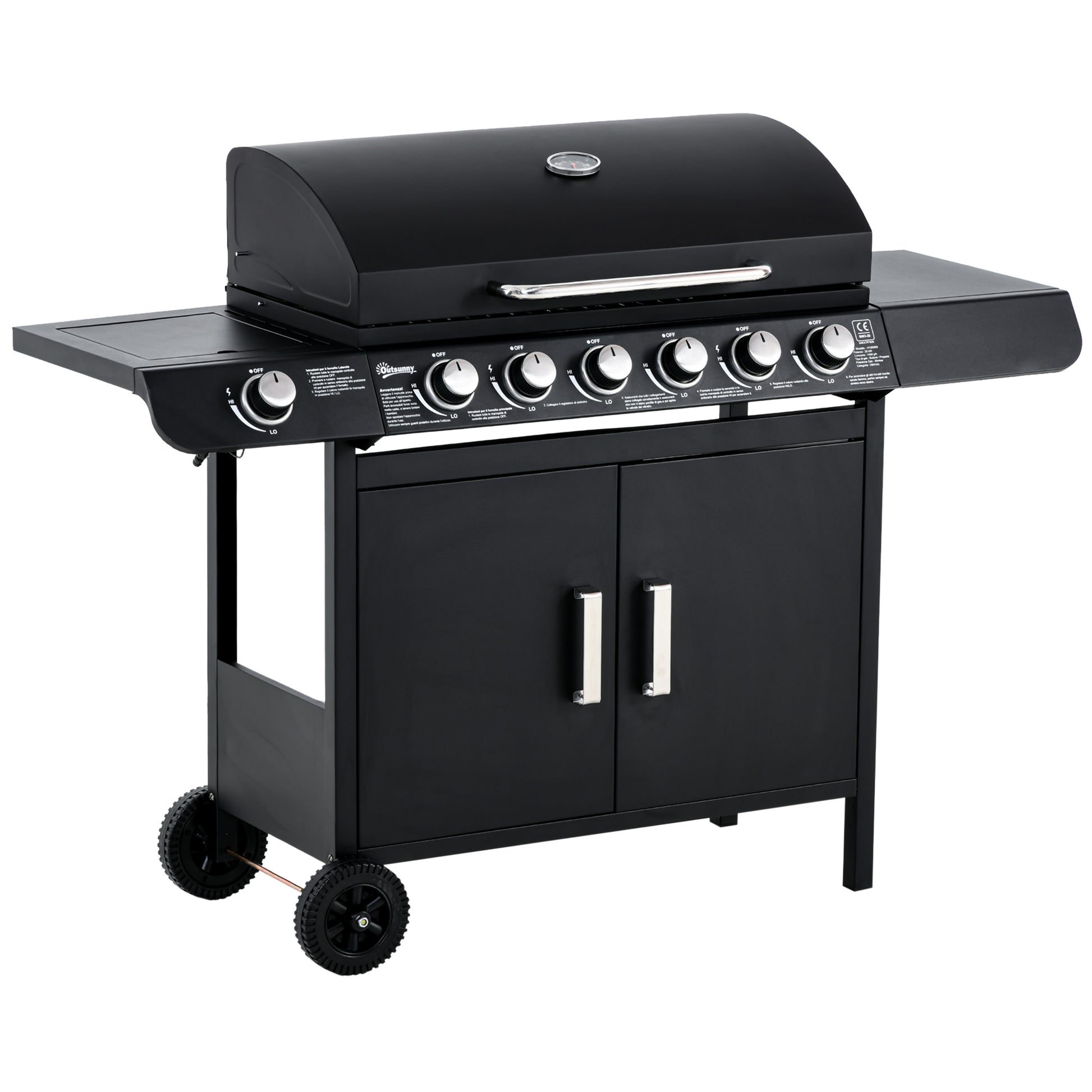 Photo of Outsunny Seven Burner Gas Grill, with Integrated Thermometer and Storage in Storage colour on a white background
