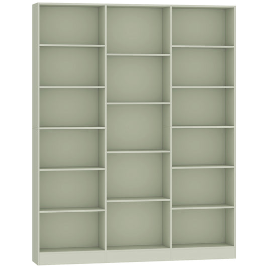 Photo of HOMCOM Bookcase with Open Storage, 6-Tier Bookshelf with Anti-Tipping Hardware, Light Green in Green colour on a white background