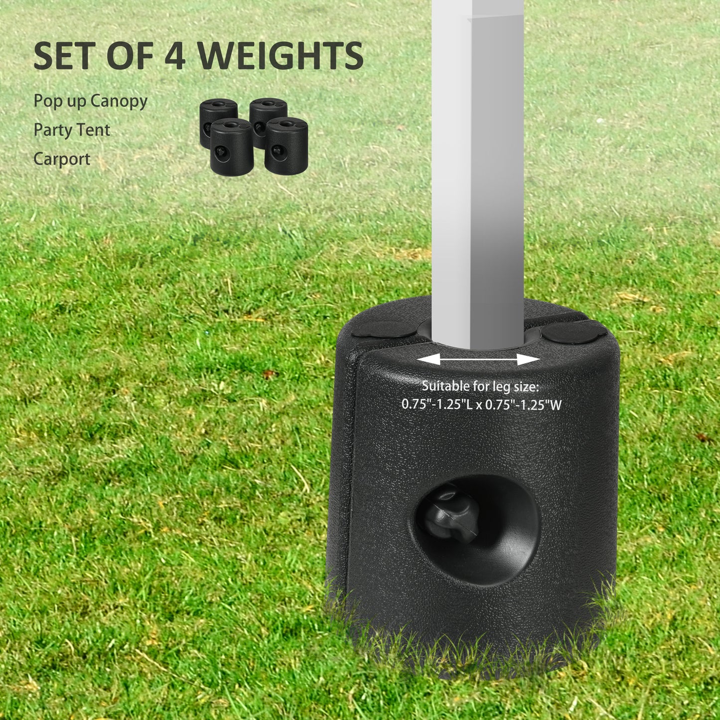 Outsunny HDPE Tent Weights Set of 4, Canopy Weights, Fill with Water or Sand, 48KG