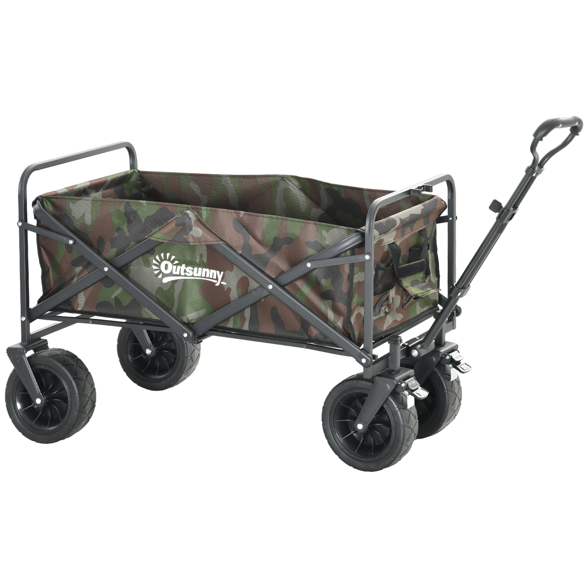 Photo of Outsunny 95L Folding Steel Frame Garden Trolley, with Handle - Multicolour in Multicolour colour on a white background