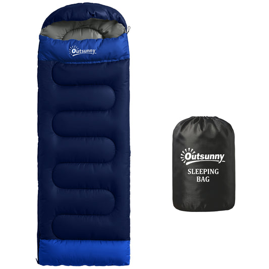 Photo of Outsunny Sleeping Bag for Adults, Lightweight & Compact Sleeping Bag, 3 Seasons, Navy Blue in Blue colour on a white background