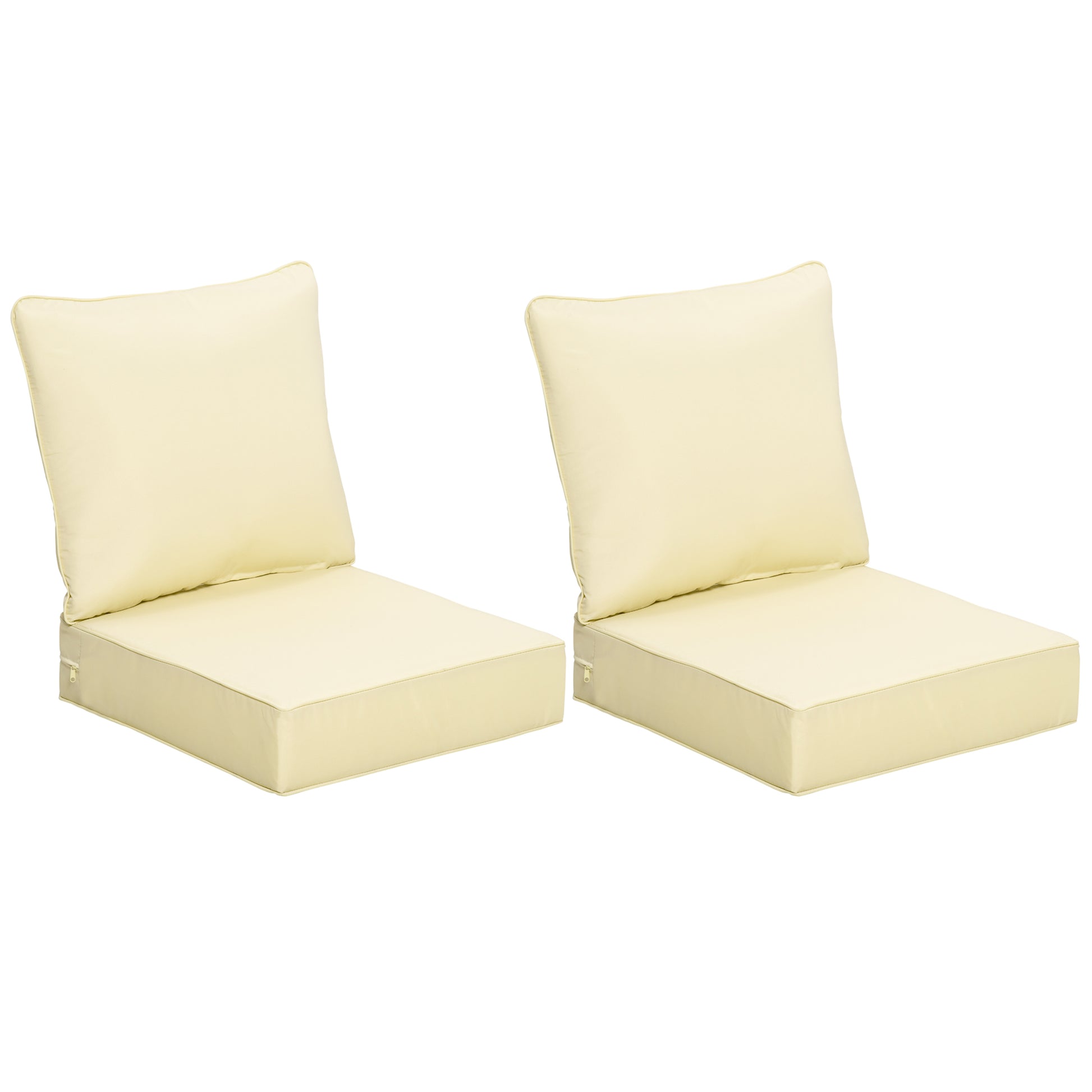 Photo of Outsunny 4 Pieces Outdoor Seat and Back Cushion Set Patio Deep Seating Chair Replacement Cushion, Beige in Beige colour on a white background