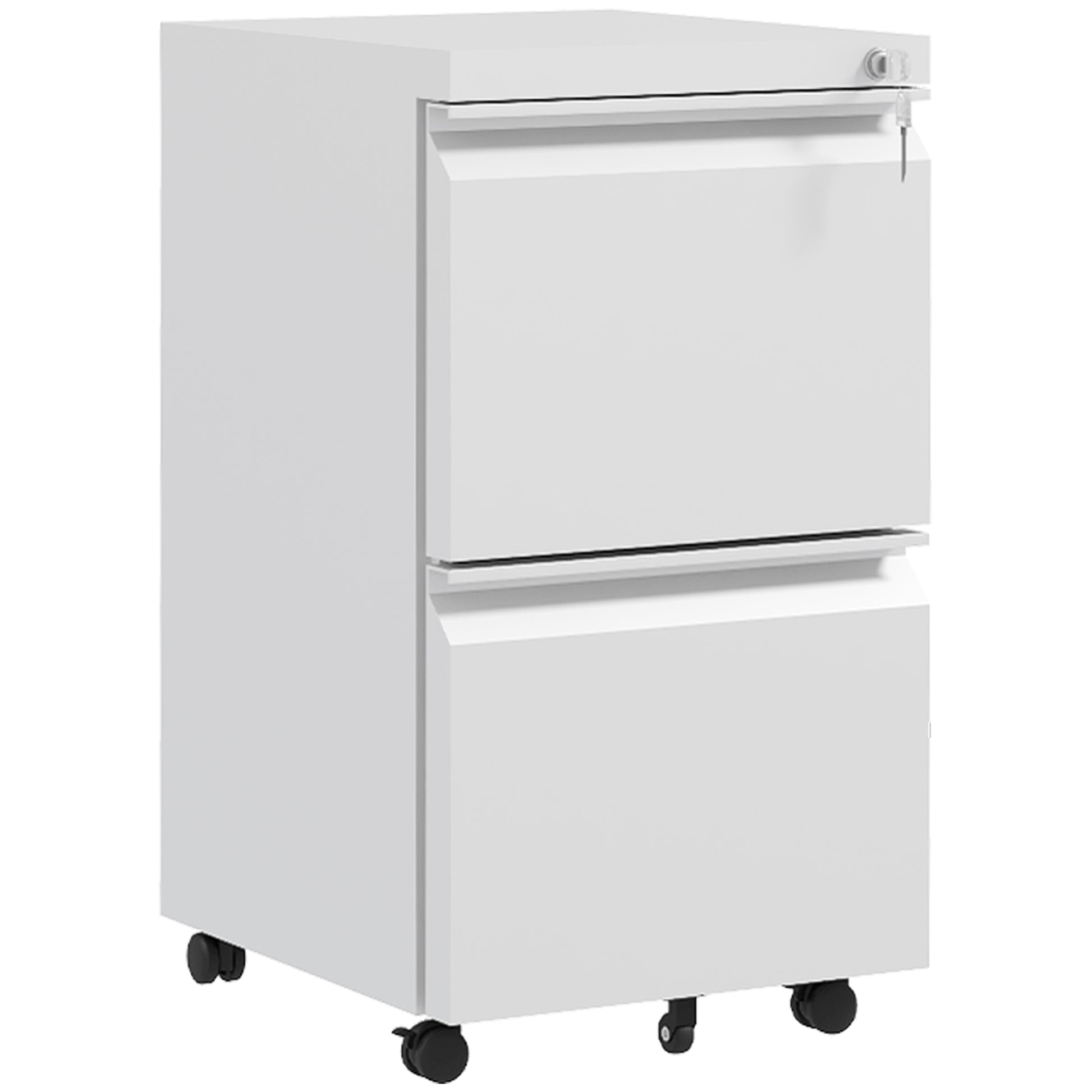 Photo of Vinsetto 2-Drawer Mobile Filing Cabinet, Steel Lockable File Cabinet for Letter, A4 and Legal Size, Pre-Assembled Body, White in White colour on a white background
