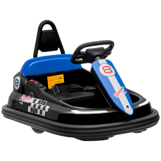 Photo of HOMCOM 6V Electric Kids Bumper Car, 6V Spin Waltz Car, with Music, Horn, Lights - Black in Black colour on a white background