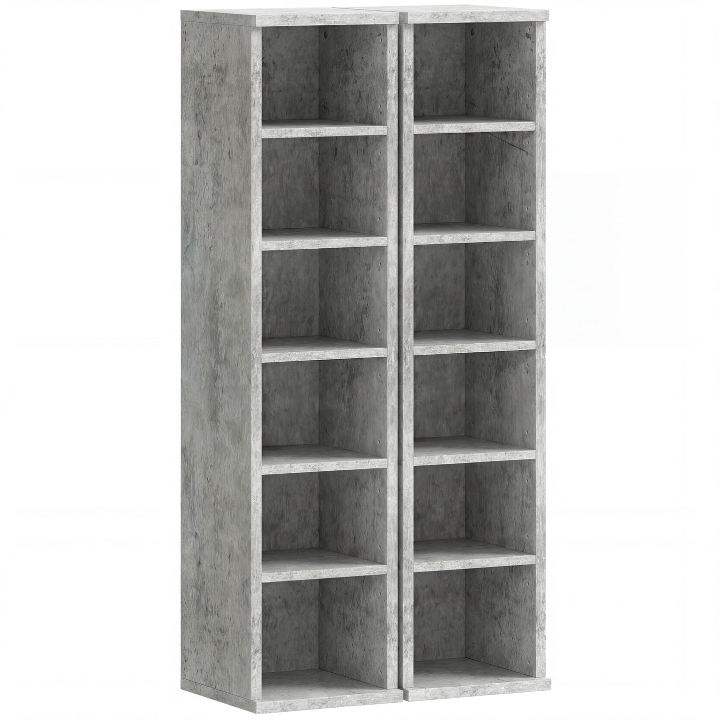 Photo of HOMCOM Set of 2 CD Media Display Shelf Unit Tower Rack with Adjustable Shelves, Grey in Grey colour on a white background