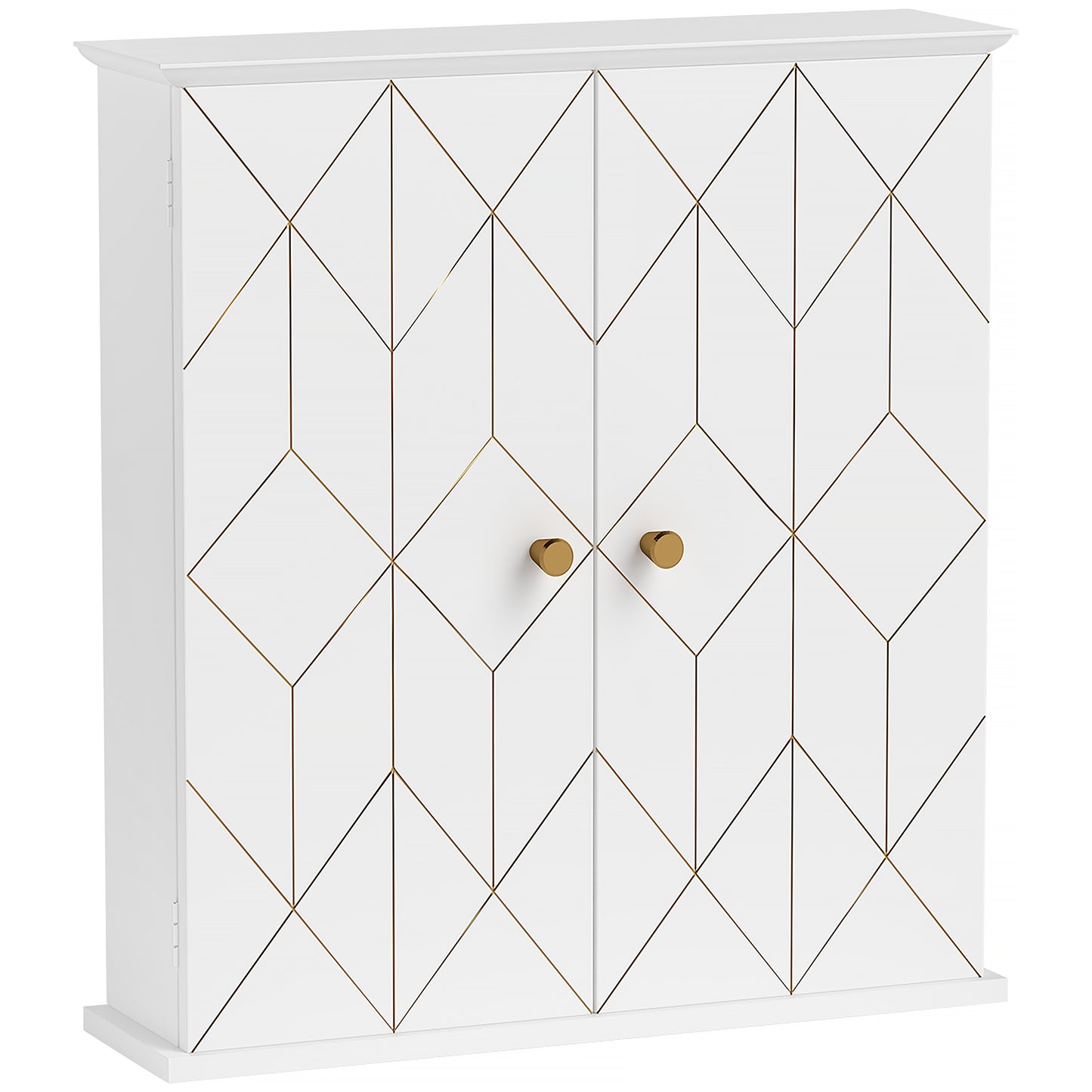 Photo of HOMCOM Bathroom Cabinet Wall Mounted, Bathroom Wall Cabinet Medicine Cabinet with 2 Doors, Adjustable Shelf, White in White colour on a white background
