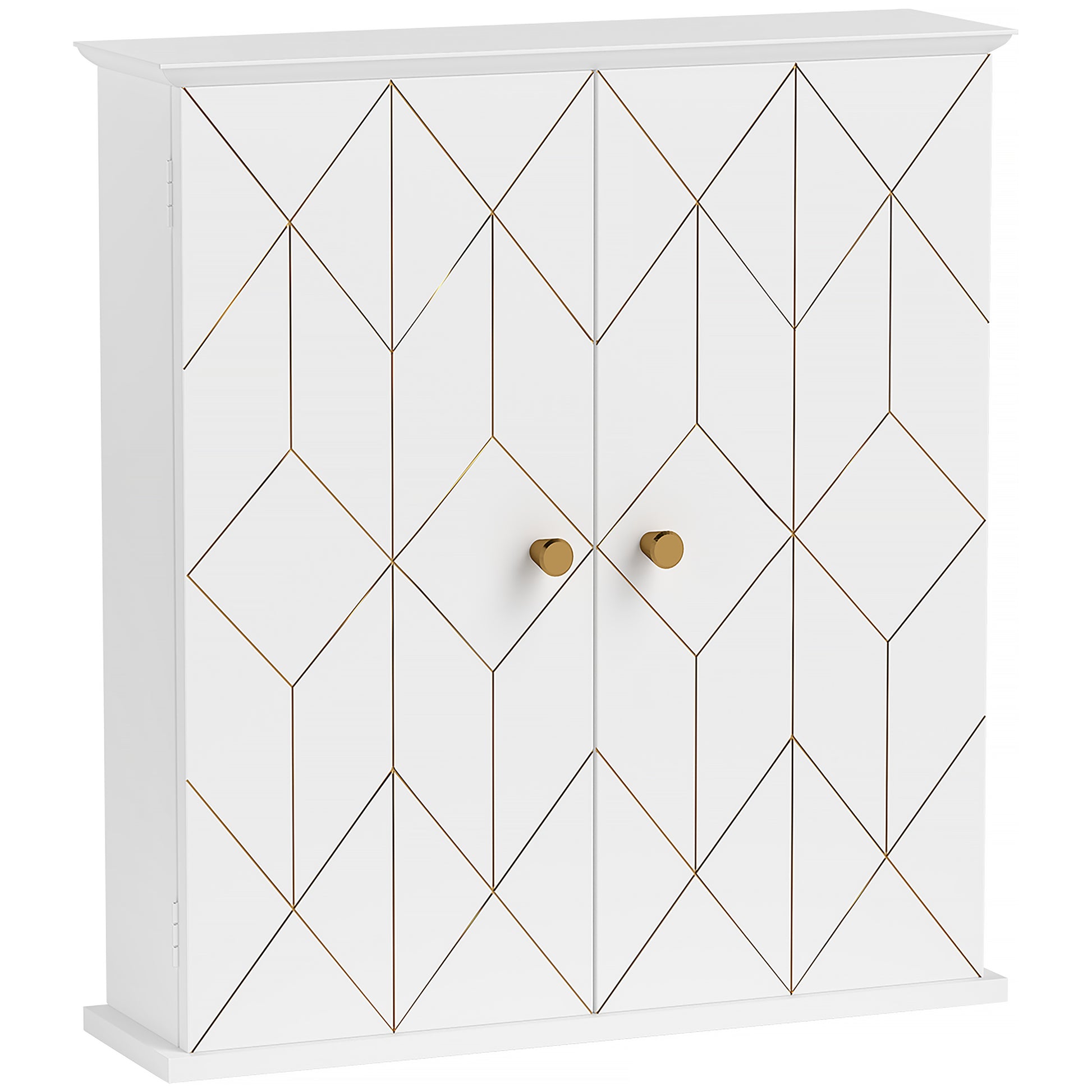 Photo of HOMCOM Bathroom Cabinet Wall Mounted, Bathroom Wall Cabinet Medicine Cabinet with 2 Doors, Adjustable Shelf, White in White colour on a white background