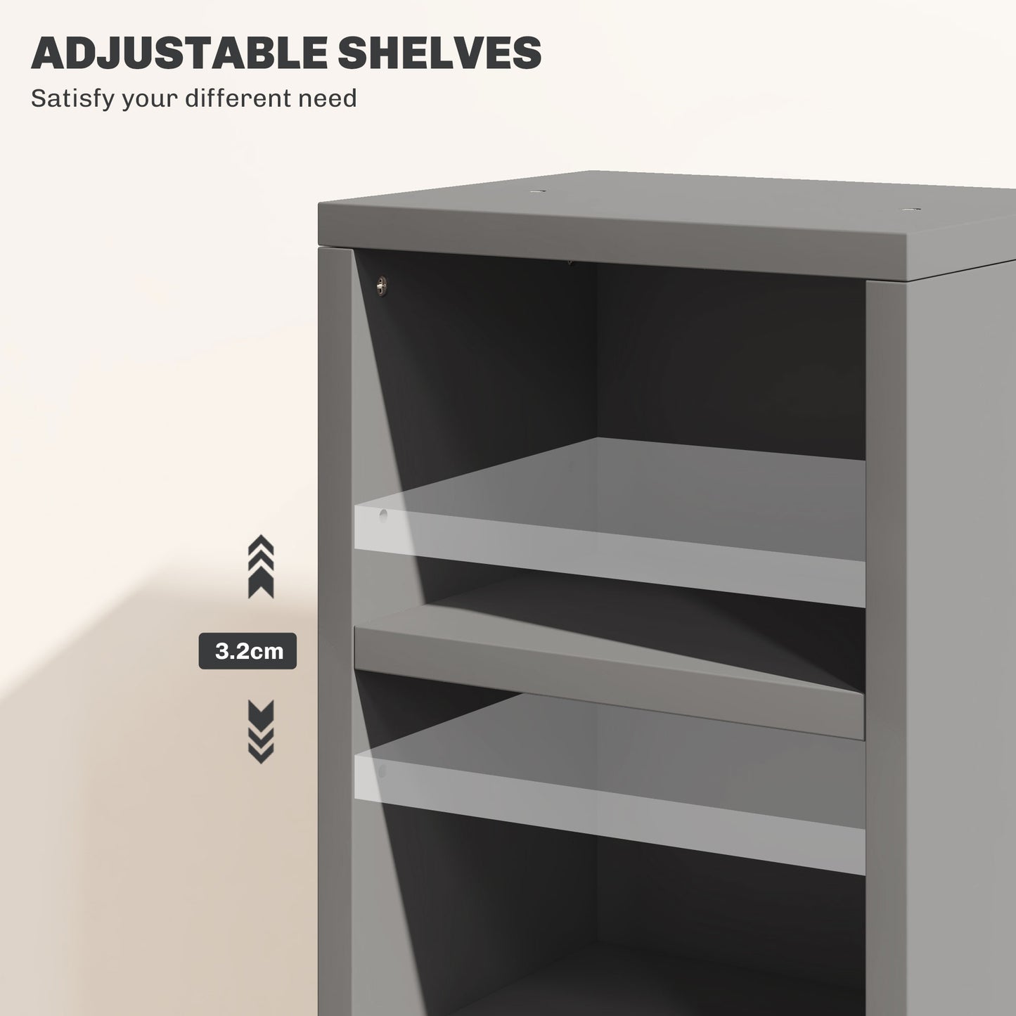 HOMCOM Set of 2 CD Media Display Shelf Unit Tower Rack with Adjustable Shelves, High Gloss Grey