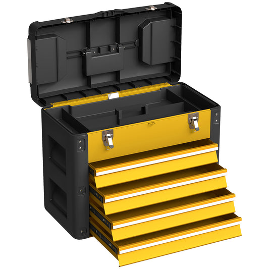 Photo of HOMCOM 4 Drawers Large Toolbox - Yellow in Yellow colour on a white background